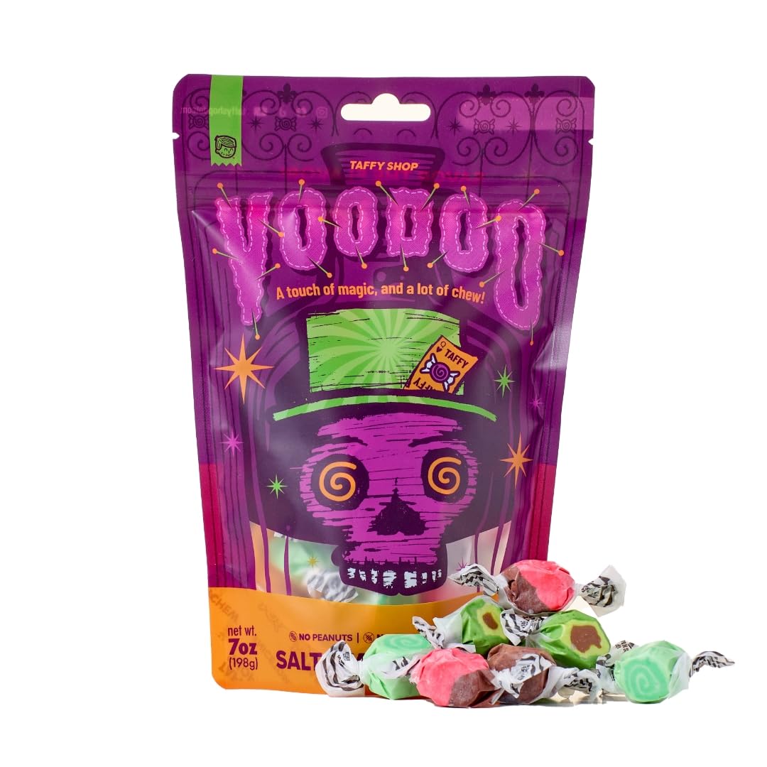 Taffy Shop Voodoo New Orleans Nola Salt Water Taffy - Gourmet Soft Chewy Candy, Bulk Sweet Snack, Fresh Gift & Gluten-Free, 30 Individually Wrapped Pieces(7Oz)