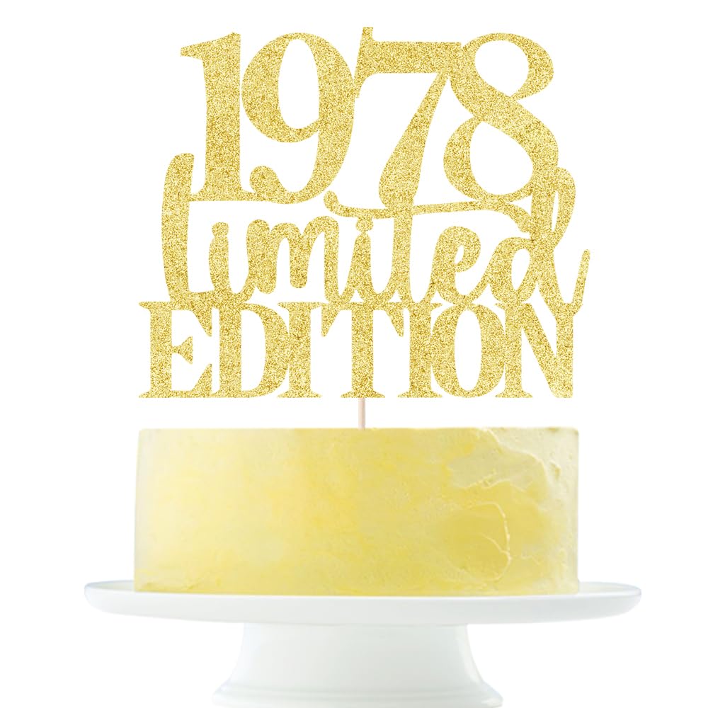 Limited EDITION 1978 cake topper 47th birthday happy birthday cake topper men and women cheer 47years old handmade Golden glitte