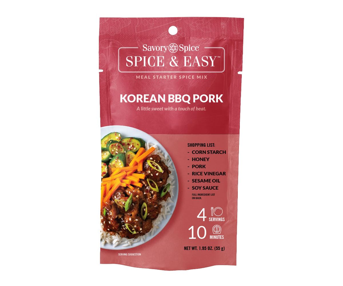 Savory Spice Korean BBQ Pork Spice & Easy Meal Starter Spice Mix | Korean BBQ Rub Seasoning Packet & Marinade Mix (Net: 1.95 oz)