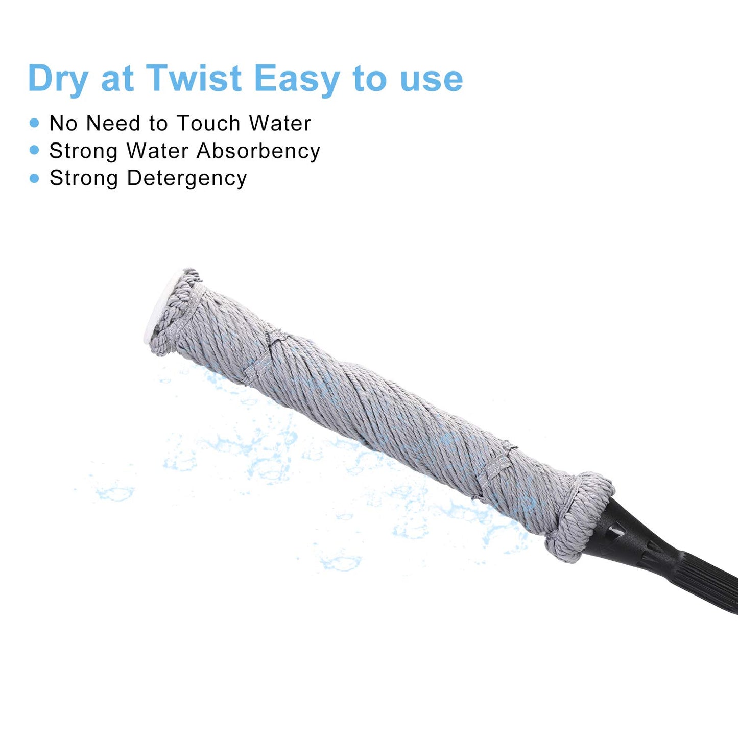 Eyliden Mop With 2 Reusable Heads, Easy Wringing Twist Mop, With 57.5 Inch Long Handle, Wet Mops For Floor Cleaning, Commercial