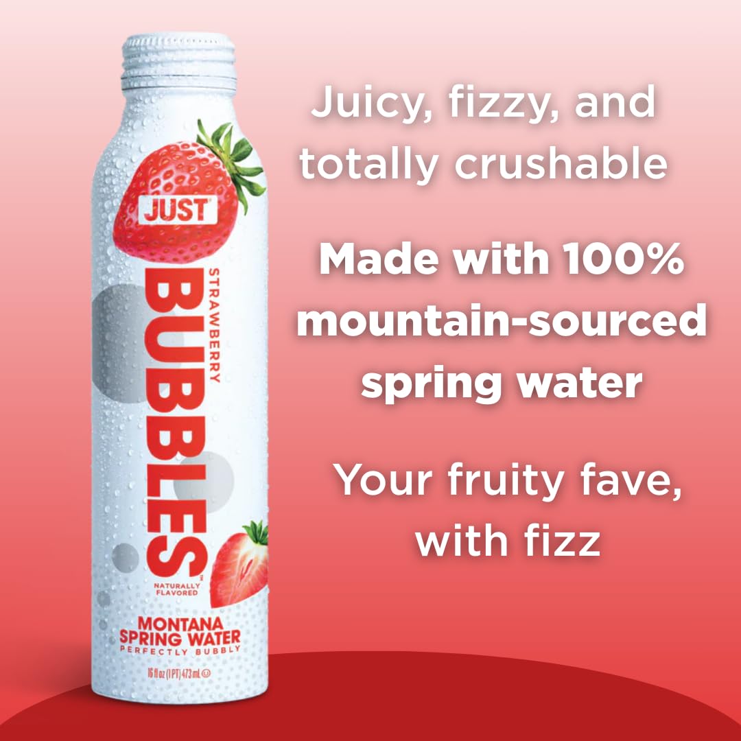 JUST Water Sparkling Spring Water - 100% Mountain-Sourced, Naturally Occurring Minerals, 16 Fl Oz (Pack of 12)