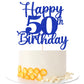 Kaoenla Glitter 50th Birthday Cake Topper, Blue, Paper, Model DDY-695-13-706-75, Cheers to 50 Years Party Decor
