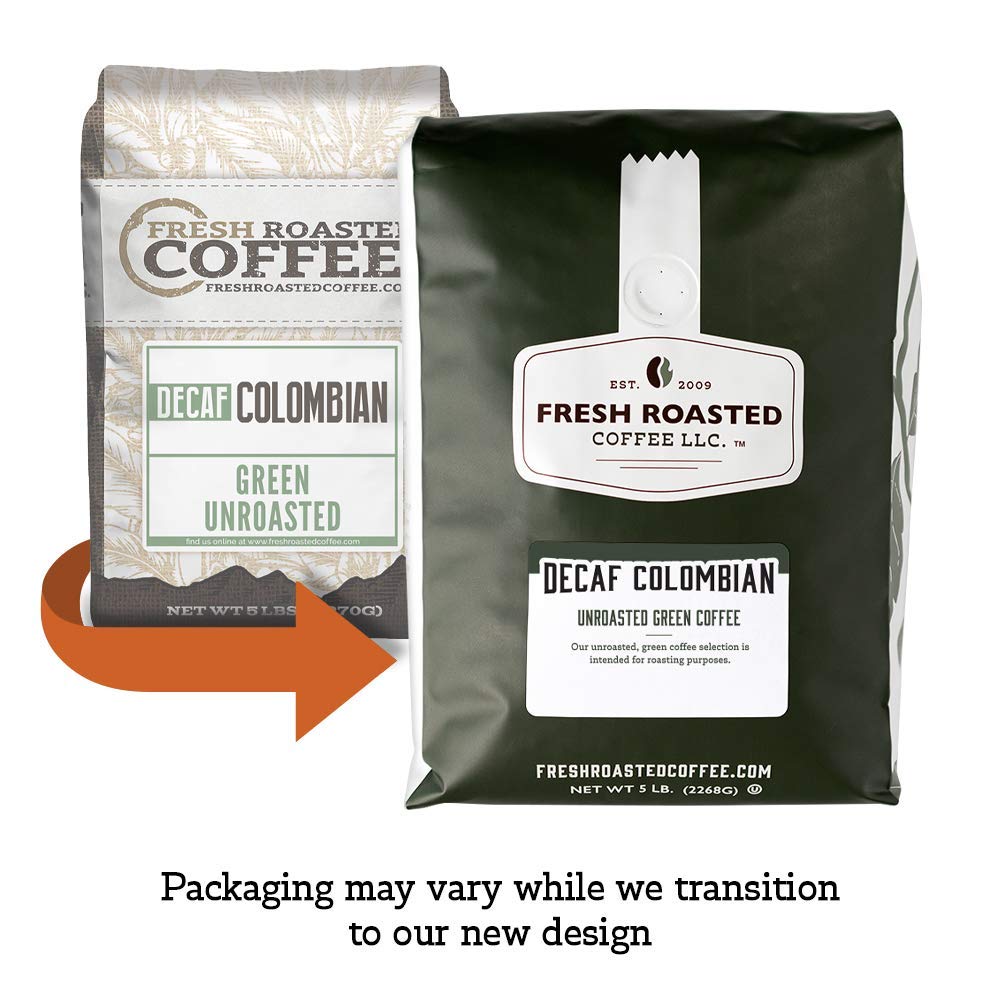 Fresh Roasted Coffee, Unroasted Decaf Colombian, Kosher, 5 Pound