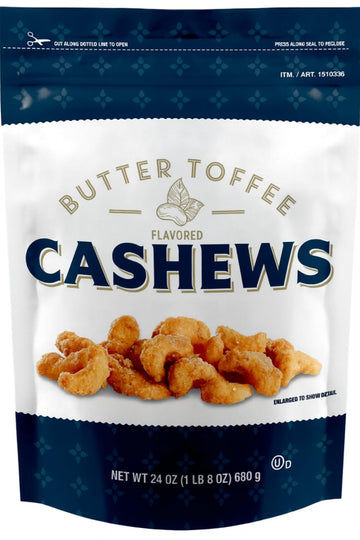 Butter Toffee Flavored Cashews 24Oz  Compare To Snack Club  Compare To Kirkland  Compere To Belmont Nuts