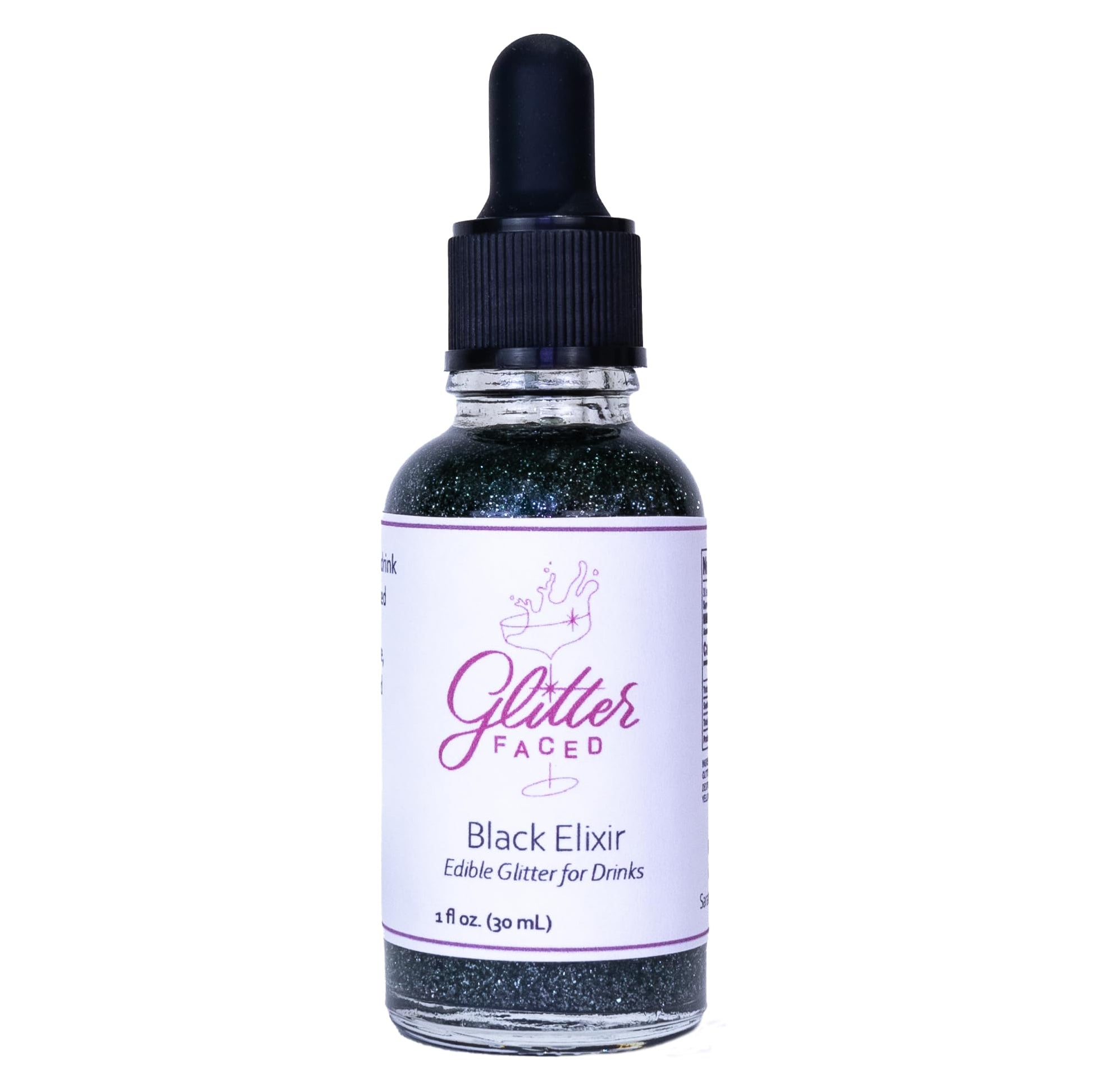 Glitter Faced Black Edible Glitter for Galentines Cocktails & Mocktails, Mess-Free Glitter for 30 Drinks, Luster Dust Made from 