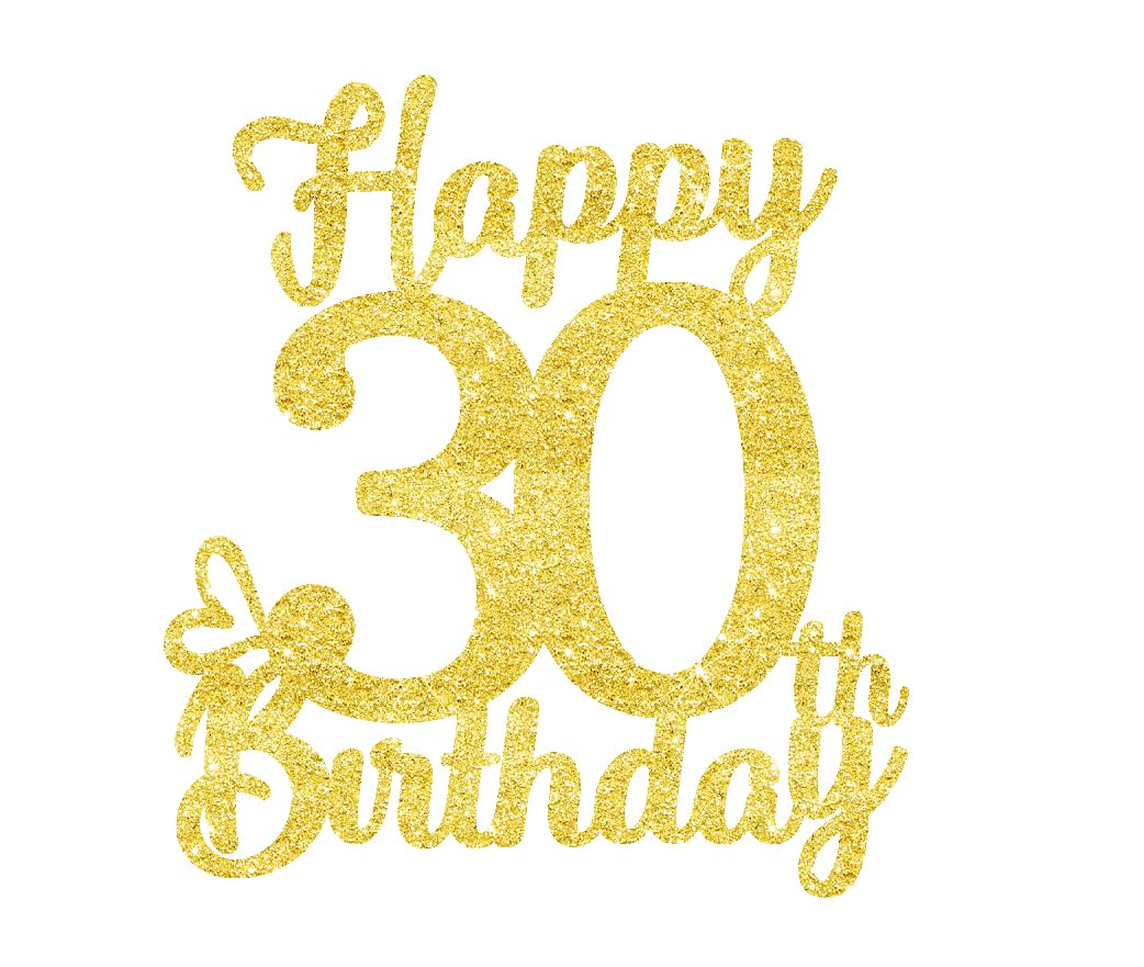 30 Birthday Cake Toppers-Gold Glitter, Thirty Cake Topper, 30 Cake Topper, 30Th Birthday Decorations,30Th Birthday Cake Topper,