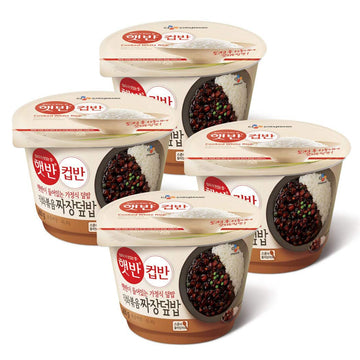 Cupbahn Korean Pre-Cooked Meal with White Rice - 25 Taste by Hetbahn ?? ?? (Black Bean Jjajang Sauce, 4 Bowls)