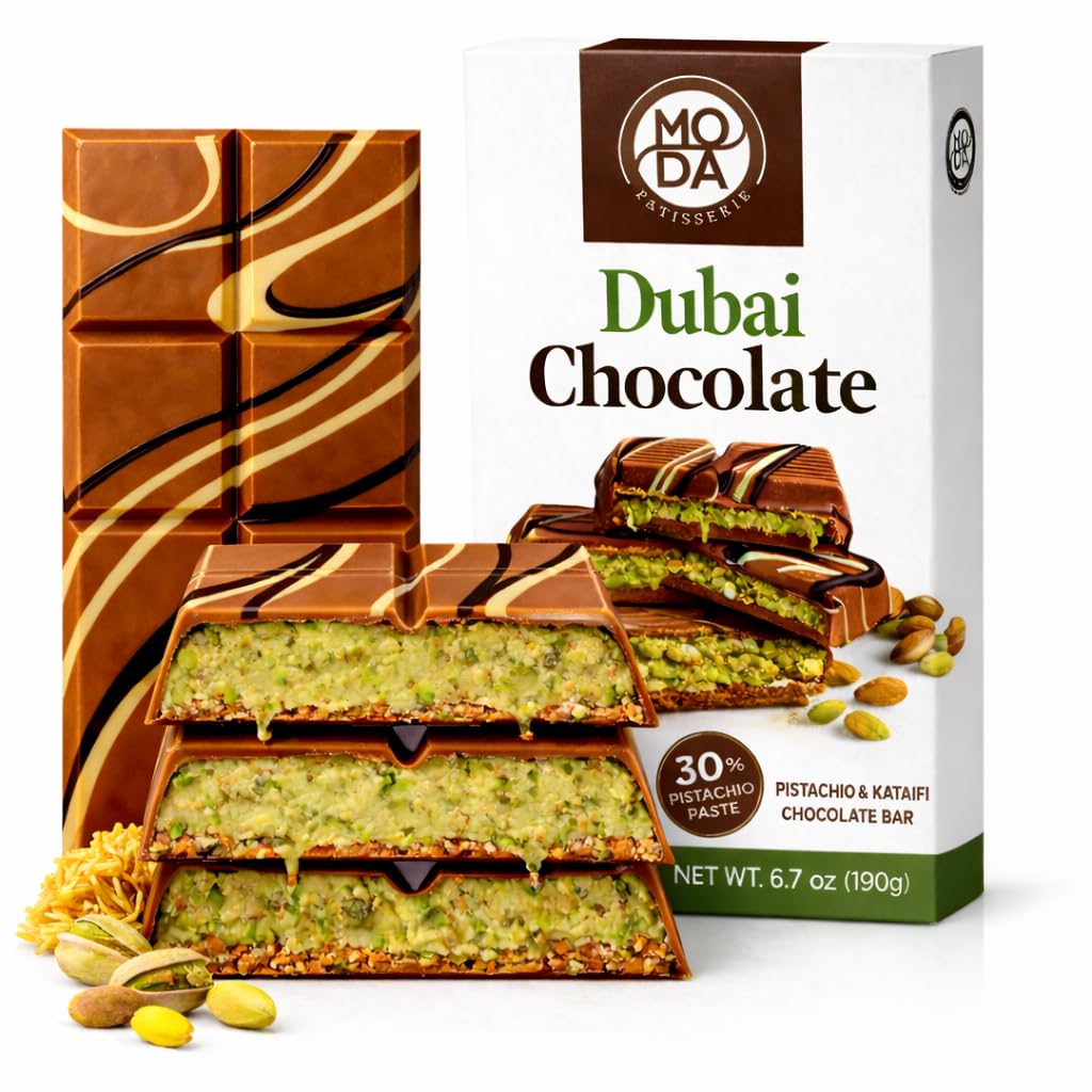 Dubai Chocolate Bar With Pistachio And Cruncy Kadaifi | Viral Dubai Chocolate | Milk Chocolate - Pistachio Top-Grade 3.35 Oz (95G)