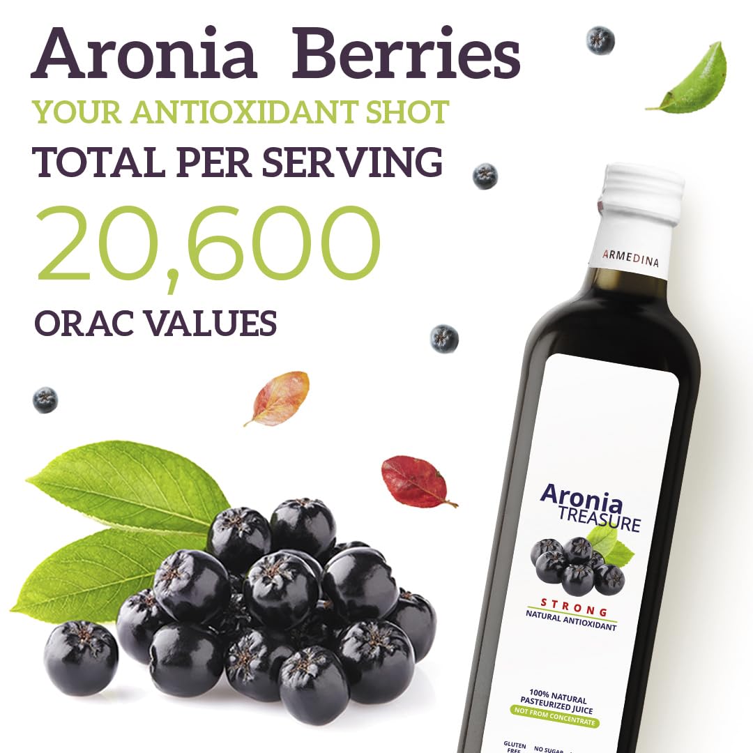 [Aronia Treasure] 100% Aronia Berry Juice: Rich In Antioxidants, Gluten-Free, Vegan, Not From Concentrate, Made From Premium Aro