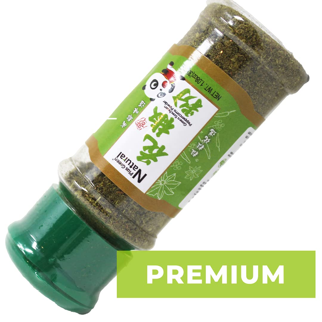 Premium Szechuan Green Peppercorns Powder 1.08, A Mouth-Numbing Spice, Green Sichuan Peppers For Kung Pao Chicken, Mapo Tofu, And Chinese Cuisine