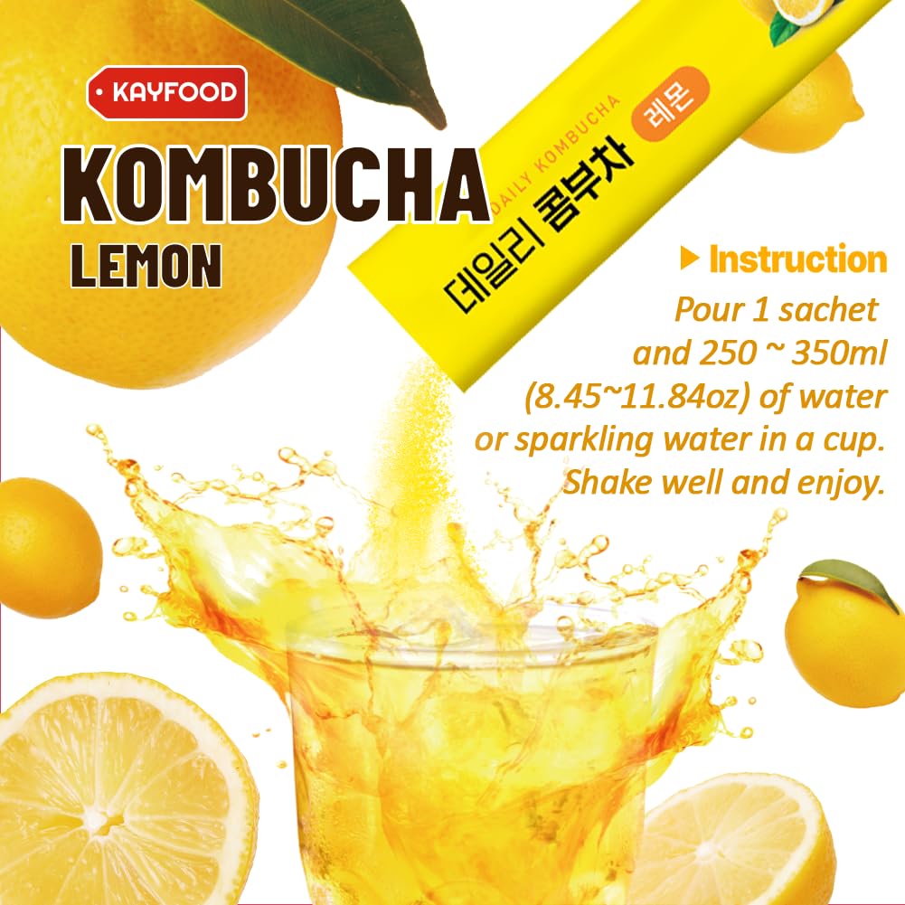Kayfood-Kombucha-Lemon-Garden-Daily Zero Sugar, Diet, Gut Healthy Sparkling Beverage, Fermented Korean Drinks For Iced Tea Hot T