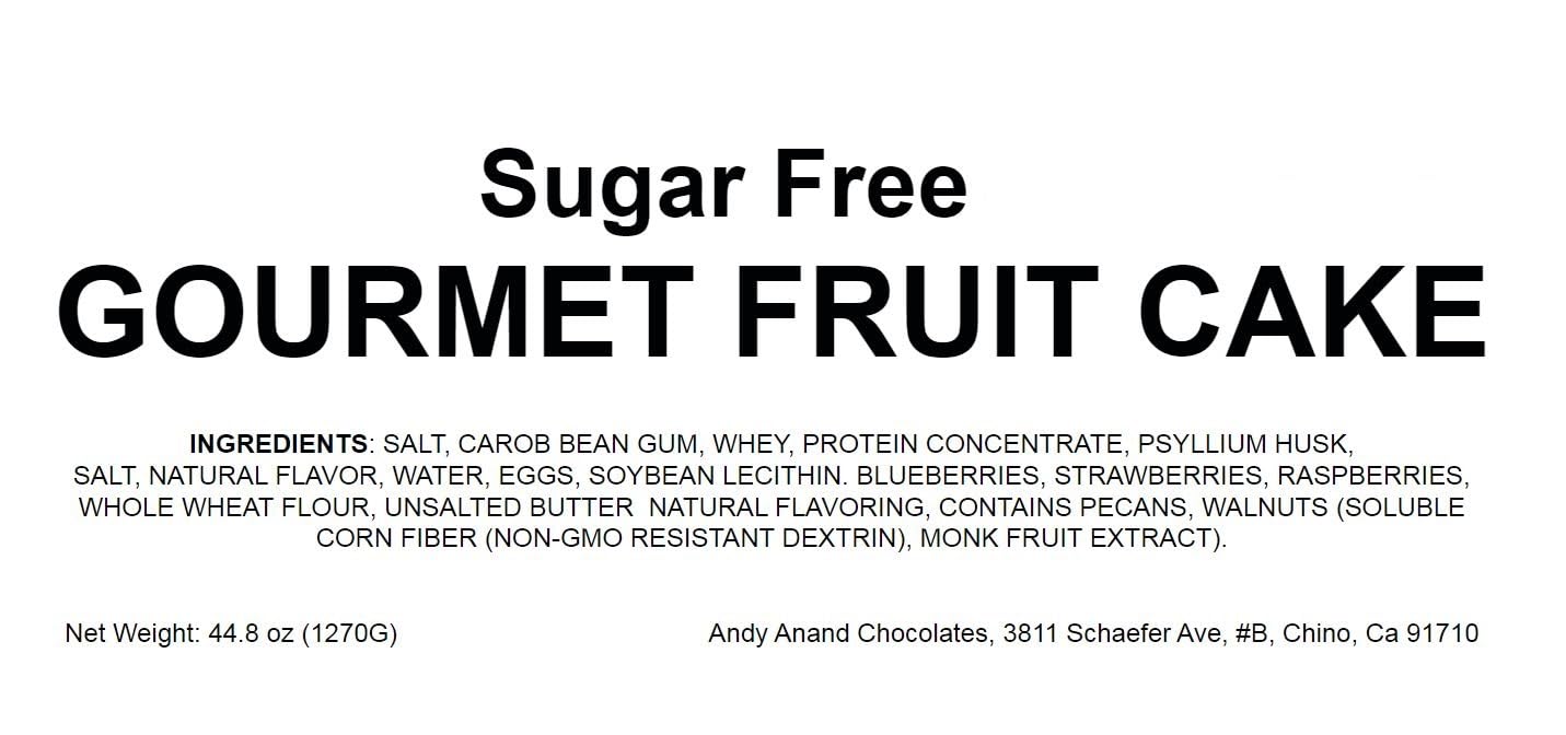 Andy Anand Sugar-Free Gourmet Fruit Cake With Berries, Pecans & Walnuts, Sweetened With Monk Fruit, Moist & Rich, Handmade In Ca
