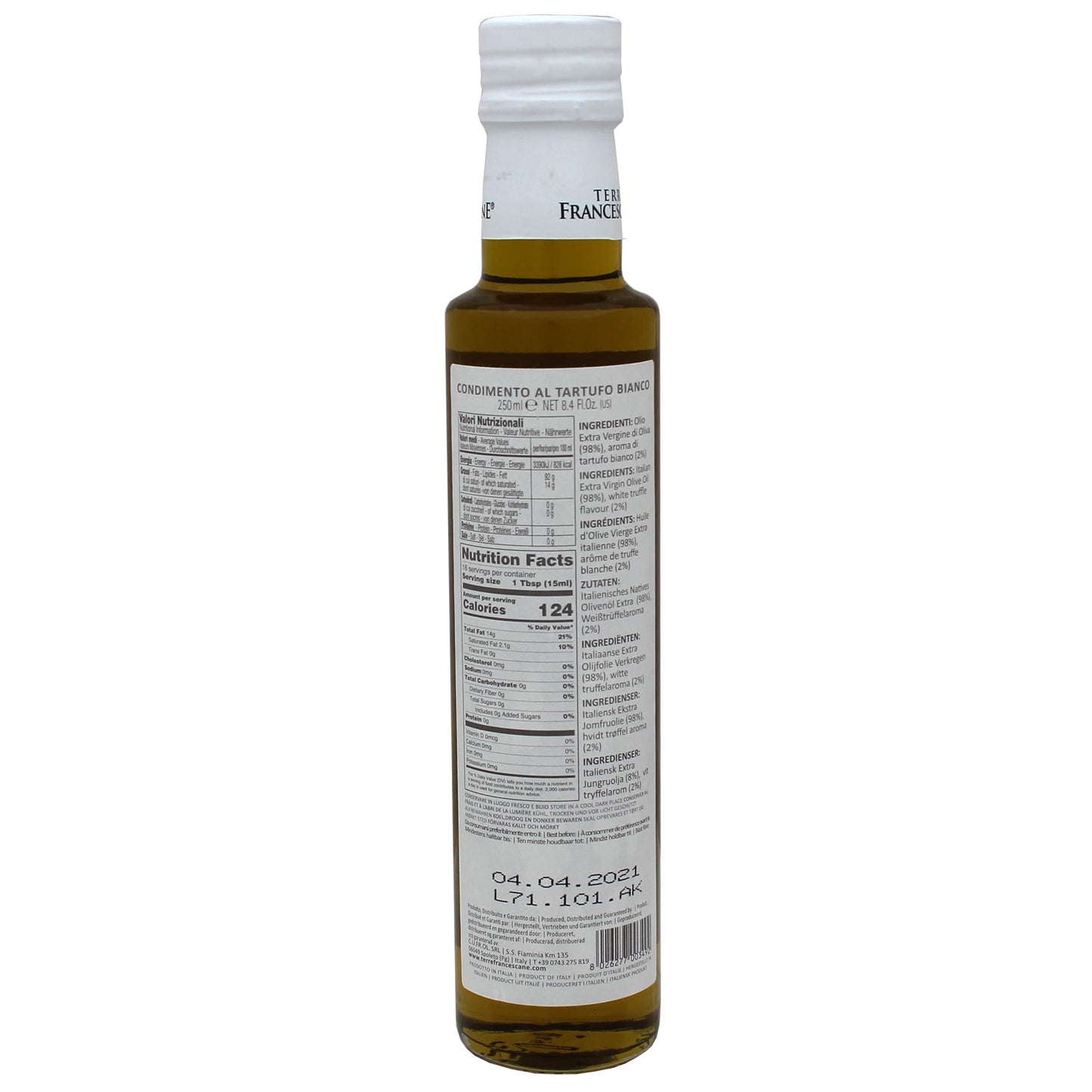 White Truffle Dressing With 100% Italian Extra Virgin Olive Oil - 250Ml - 8.45 Fl Oz | Directly Imported From Selected Artisanal