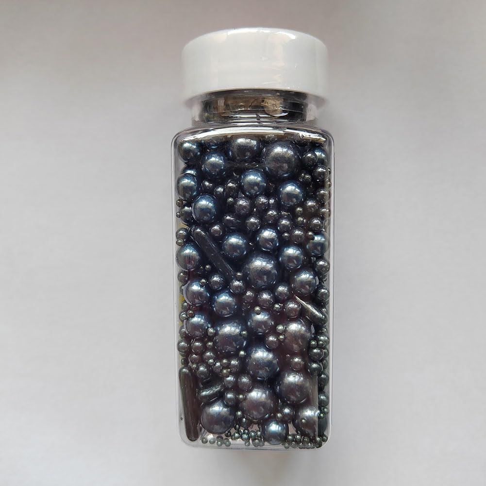 Edible Black Pearl Sugar Sprinkles Candy Mix Size Baking Edible Cake Decorations Cupcake Toppers Cookie Decorating Wedding Party Valentine Halloween Christmas Supplies 100G/3.53Oz