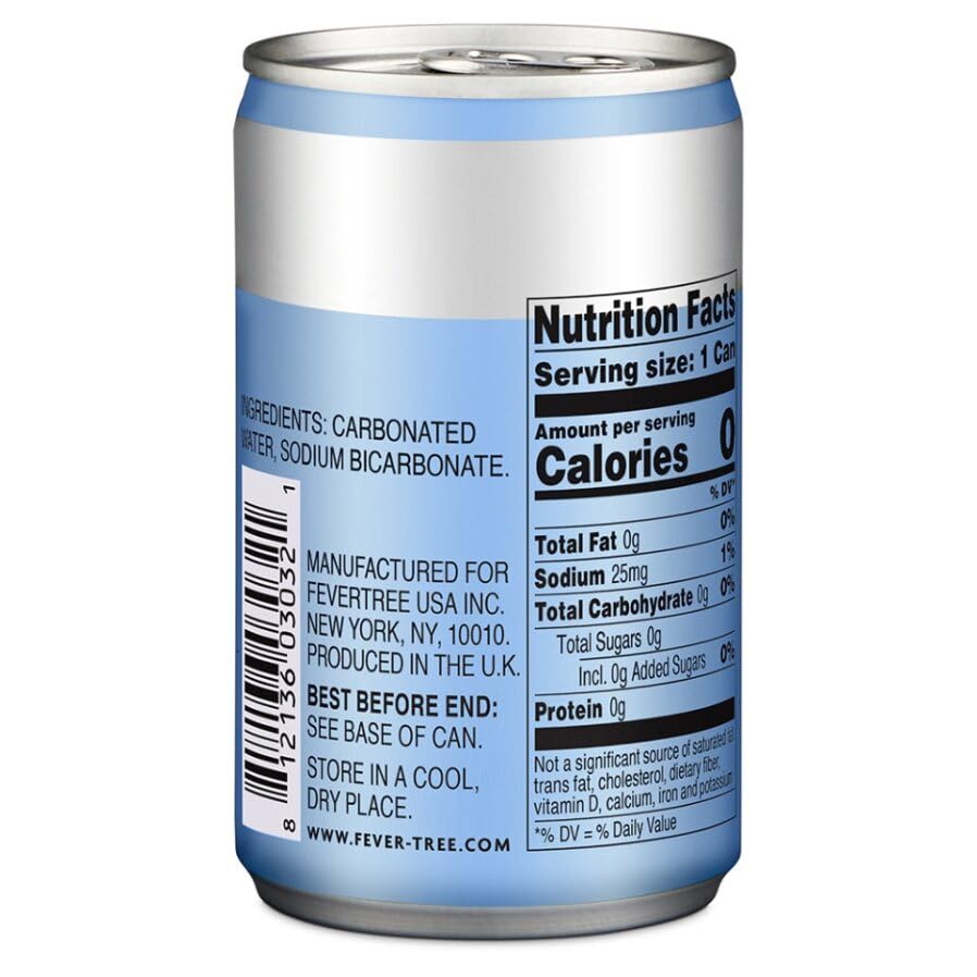 Fever-Tree Club Soda - Premium Mixer - Naturally Sourced Ingredients - 5.07 fl oz Cans - Pack of 8