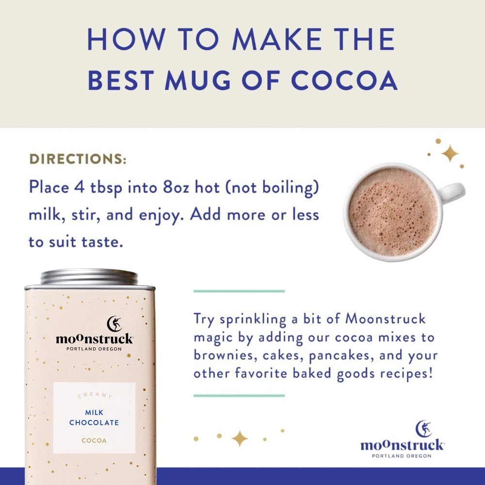 Moonstruck Chocolate Creamy Milk Chocolate Hot Cocoa Mix  9.5oz (Pack of 1)