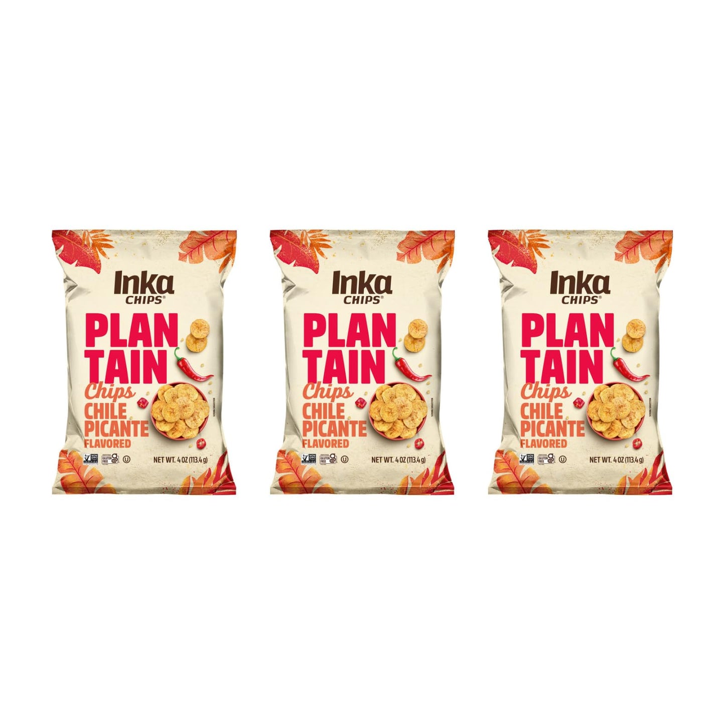 Inka Crops Inka Chips- Chile Picante Plantain Chips,4 Ounce (Pack Of 3)