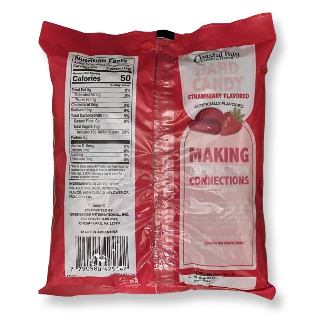 Coastal Bay Strawberry Hard Candy | 12 Oz | Approx. 48 Pieces of Sweet Strawberry Treats | Perfect for Sharing and Gifting