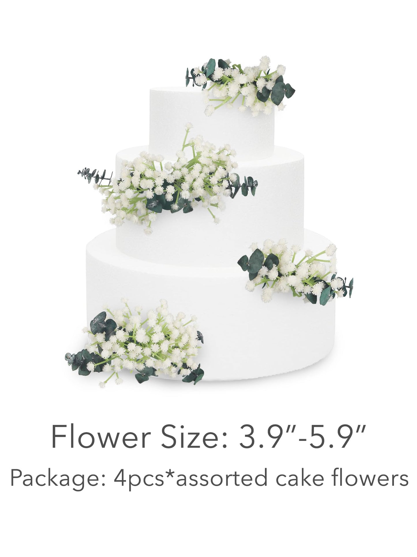 Rinlong Pre-Made Cake Toppers Flowers Cake Decorations Baby'S Breath Eucalyptus Wedding Cake Decorating Flowers Decor Christenin