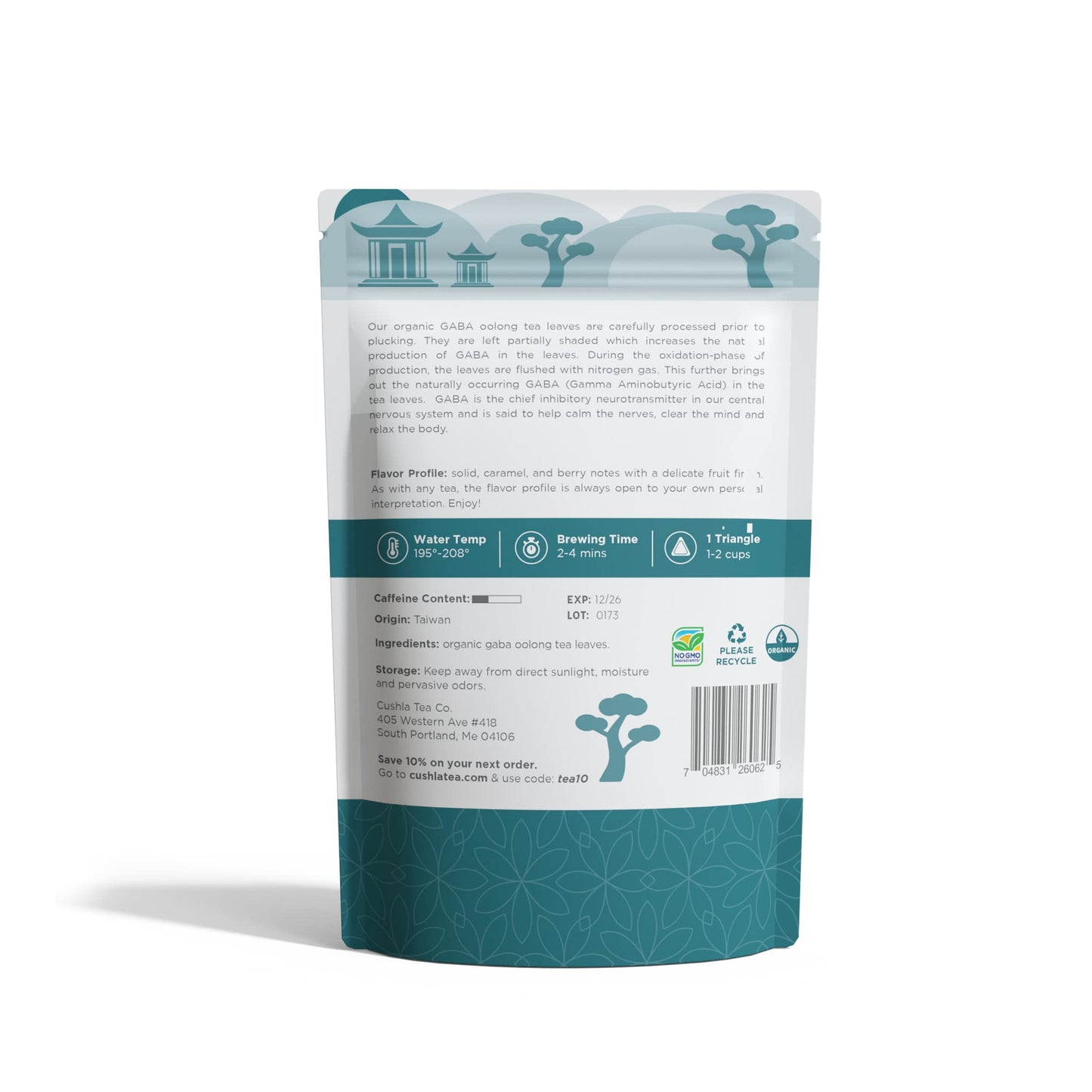 Taiwanese Gaba Oolong Tea Bags - Delicious Fresh Packed Gaba Oolong Relaxing Tea. Gabba Wu Long Tea. Approx. 40 Cups