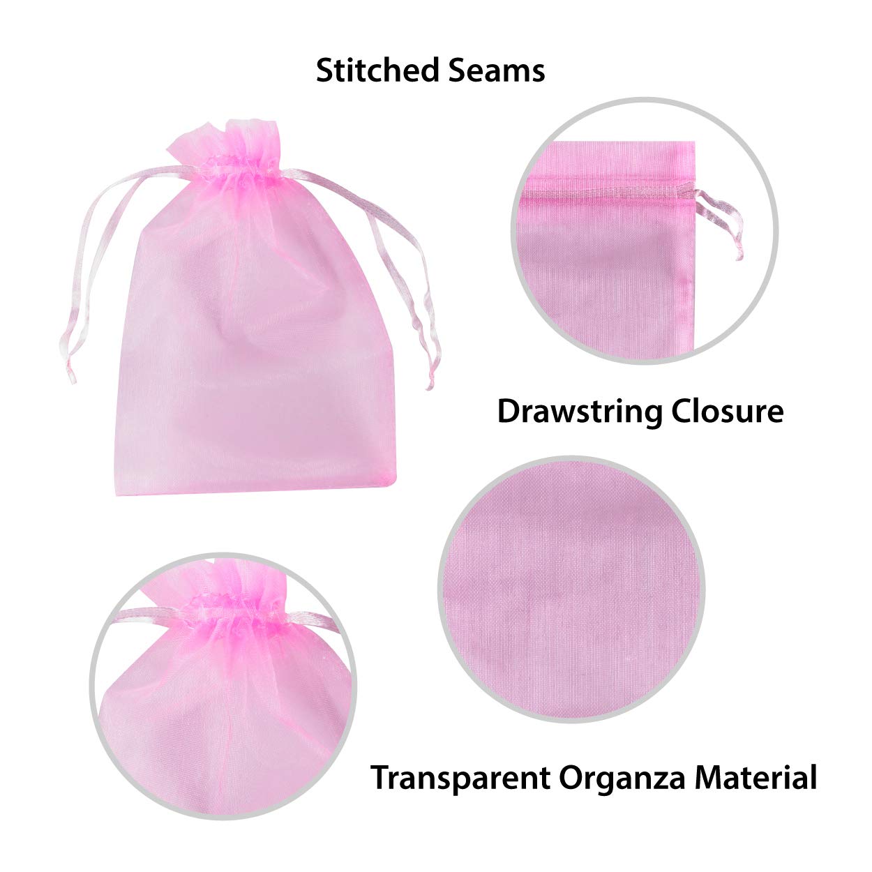 100 Pack 5X7 Inch Mini Sheer Drawstring Organza Transparent Bags Jewelry Sack Pouches For Wedding, Party Decorations, Arts  Craf