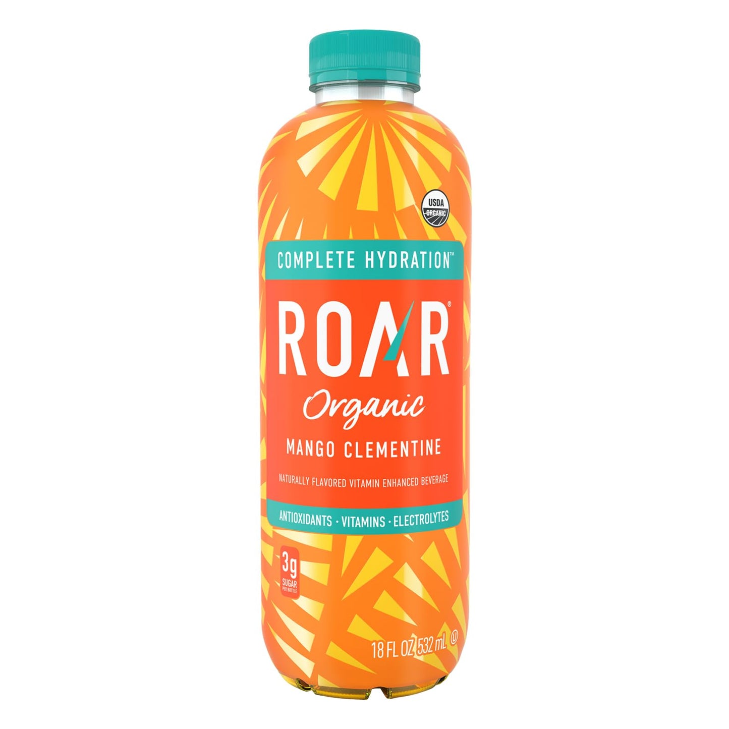 Roar Organic Electrolyte Infusions - Usda Organic - Mango Clementine - With Antioxidants, B Vitamins, Low-Calorie, Low-Sugar, Low-Carb, Coconut Water Infused Beverage 18 Fl Oz (Pack Of 12)