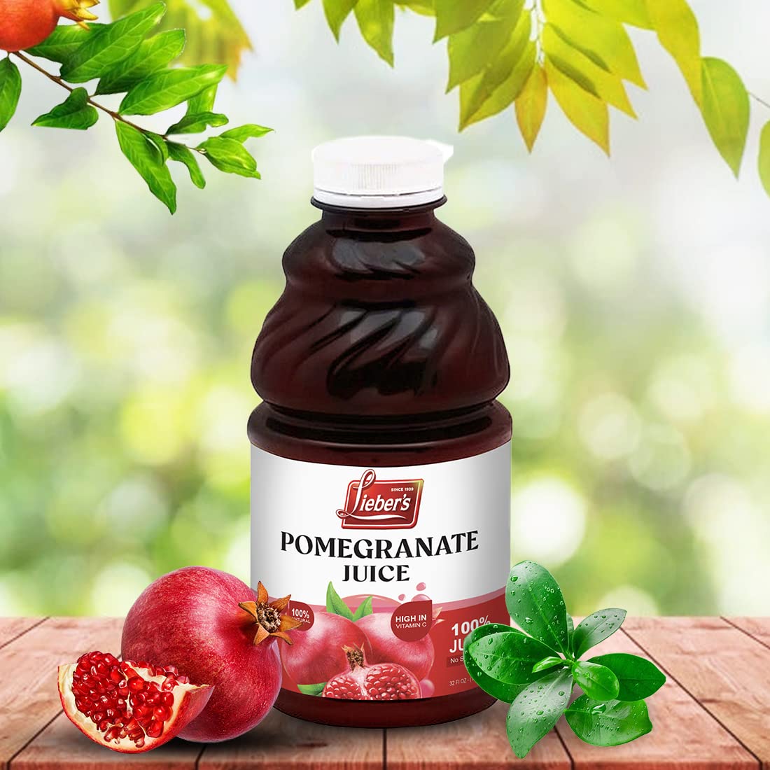 Liebers Pomegranate Juice - 32Fl Oz Pure And Natural Pomegranate Fruit Juice - No Added Sugar Or Preservatives - Natural Juice R