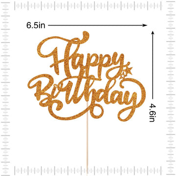 Crseniny Happy Birthday Cake Topper,Orange Glitter Birthday Sign Cake Decorations,Anniversary Party/Birthday Party Decoration Su