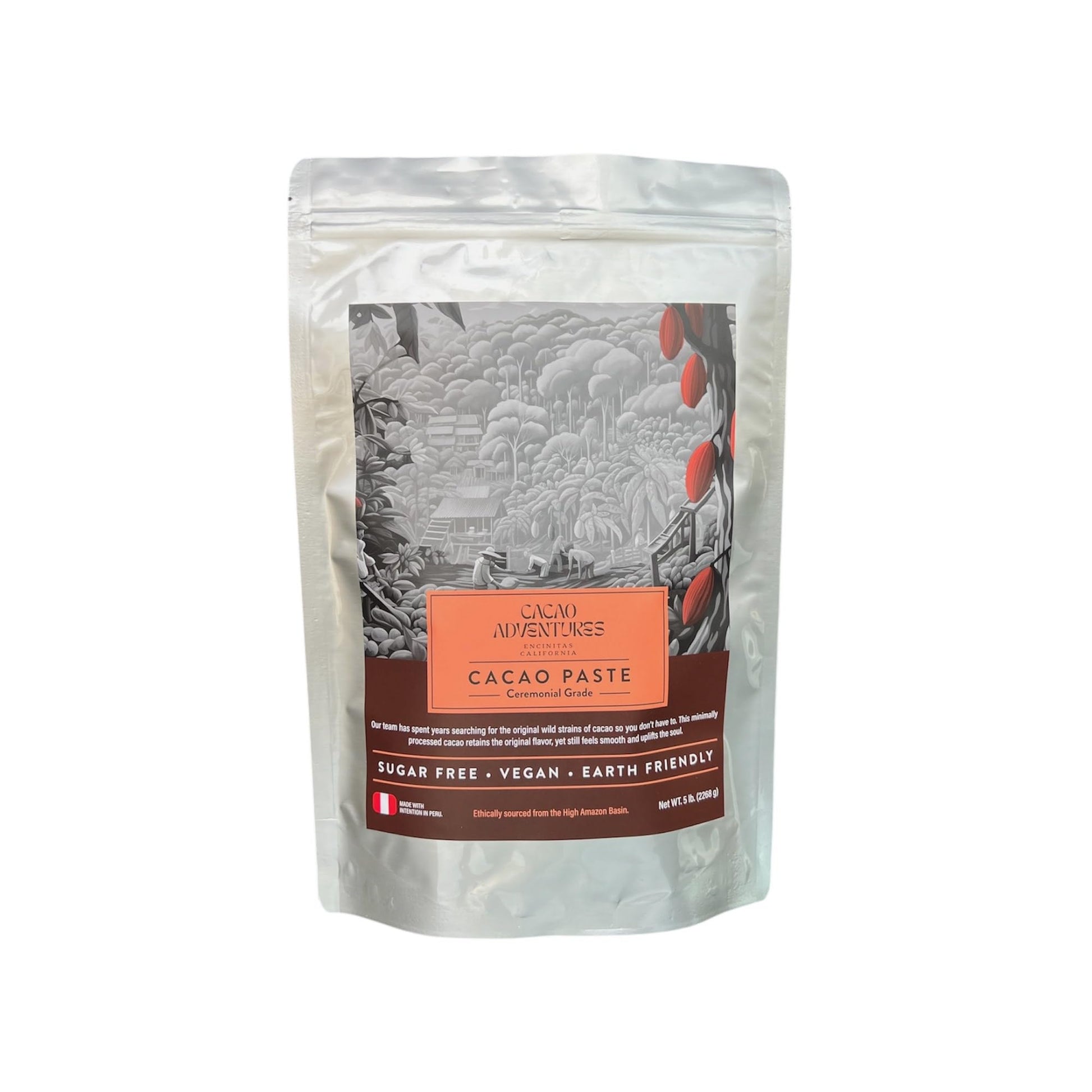 Cacao Adventures Ceremonial Grade Cacao, 100% Pure, Dairy Free, Vegan, Unsweetened, 5 Pound