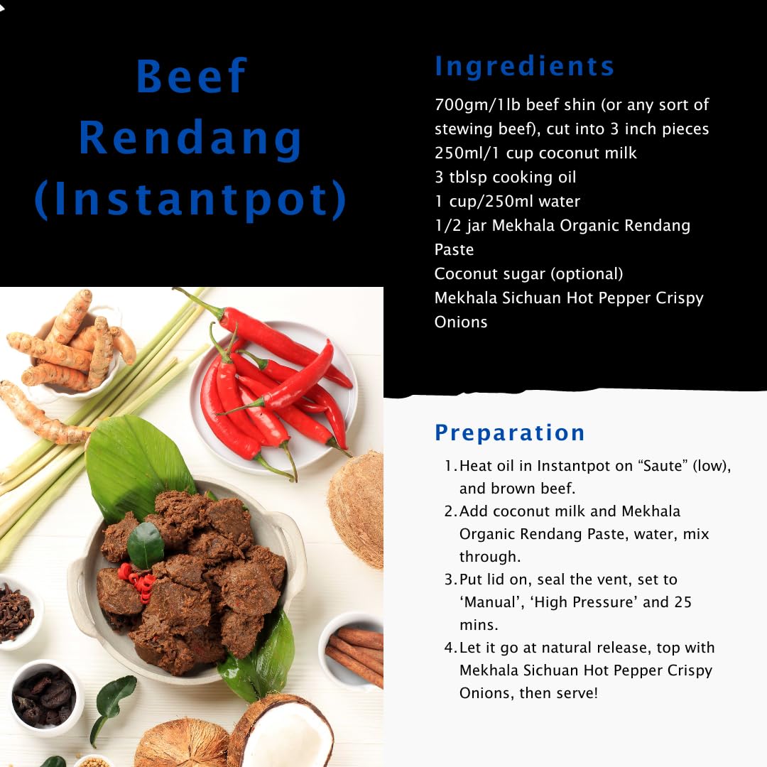 Mekhala Organic Malaysian Rendang Cooking Paste. Vegan. Gluten-Free. No Added Sugar. Versatile. Hot (3.53Oz)