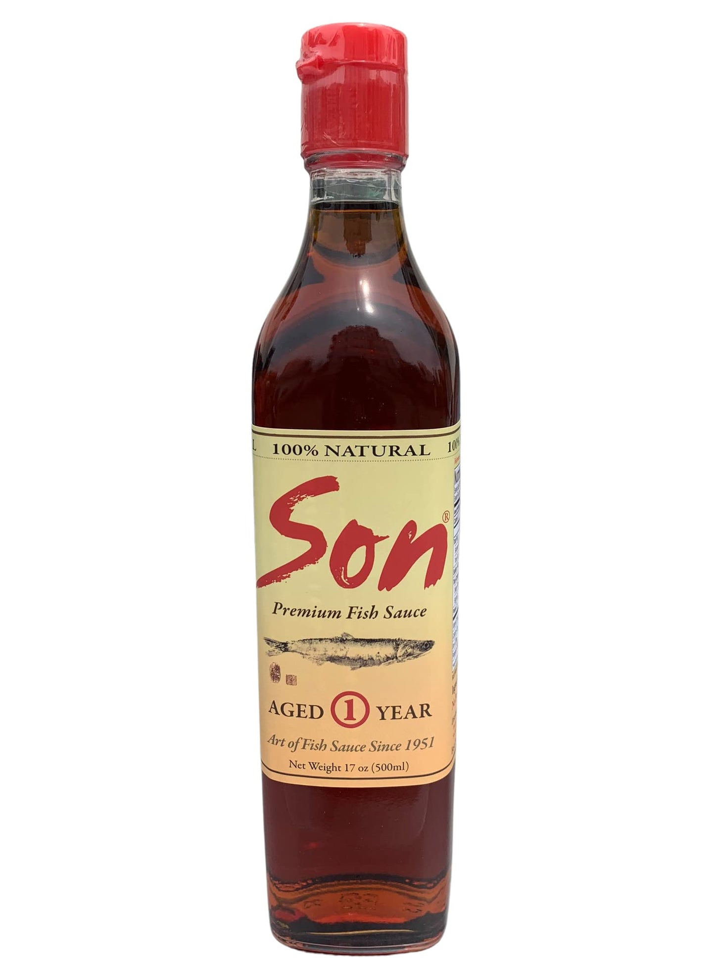 Generic Premium Vietnamese Fish Sauce, 17 fl oz Bottle, 100% Pure Natural, Gluten Free, No MSG, Available as Single or Double Pack