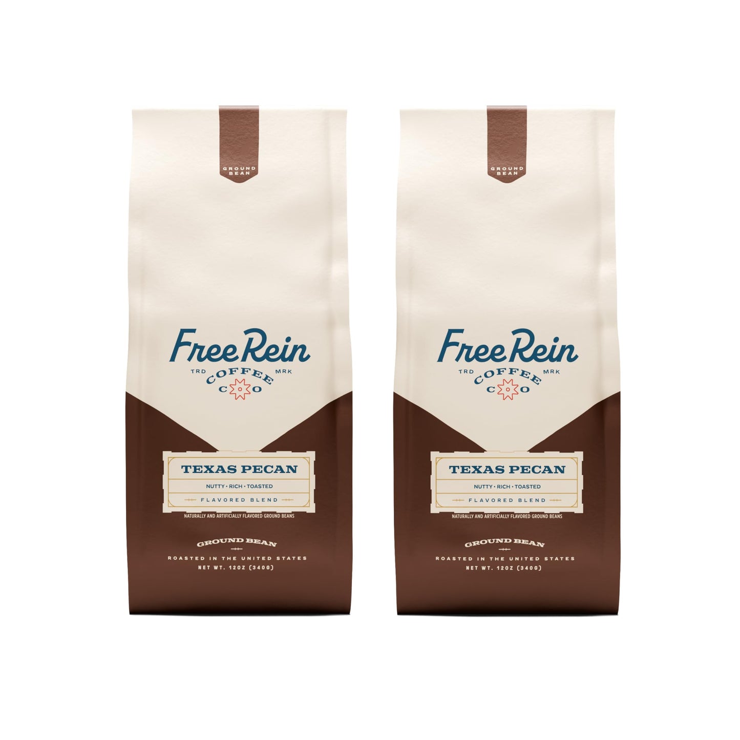Free Rein Coffee Company, Texas Pecan Medium Roast Ground Coffee - Rich & Balanced Coffee Flavor, Roasted in America - 12oz Bag 