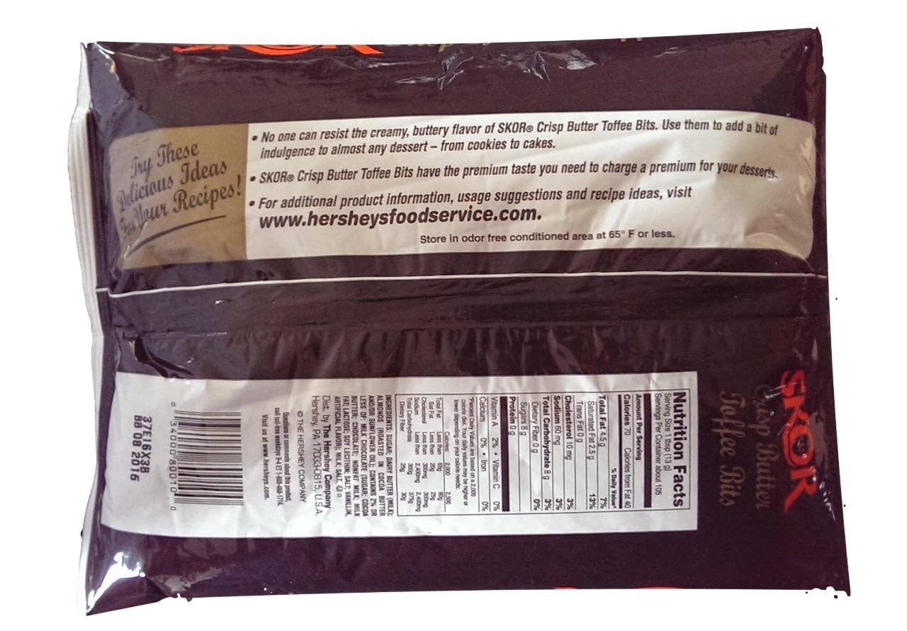 HERSHEY'S Skor Toffee Bits - 3 Pound Bag, Perfect for Baking and Snacking