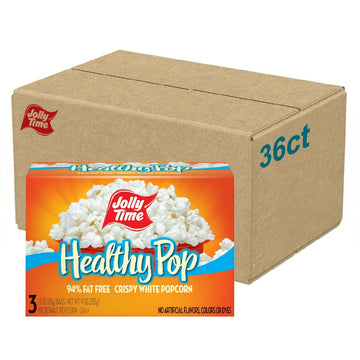 Jolly Time Healthy Pop Microwave Popcorn, Low Fat Gluten Free Non-GMO, 3oz Sharing Bag, 3 Bags Per Carton (Healthy Pop - Crispy 