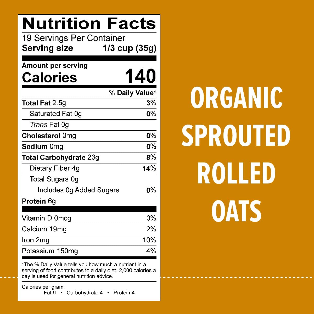 One Degree Organic Foods Sprouted Rolled Oats, Usda Organic, Non-Gmo Gluten Free Oatmeal, 24 Oz., 4 Pack