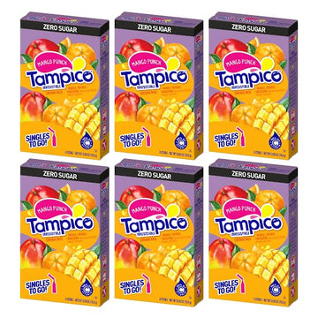 SINGLES TO GO! Mango Punch Drink Mix Packets, Zero Sugar, Low Calorie, 6 Count, 0.69 Ounce (Pack of 6)