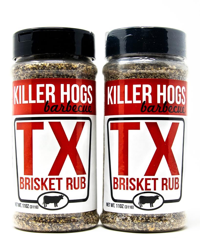 Killer Hogs BBQ TX Brisket Rub Pack of 2 Bottles | Championship BBQ and Grill Seasoning for Texas Brisket | Great on Brisket, Ri