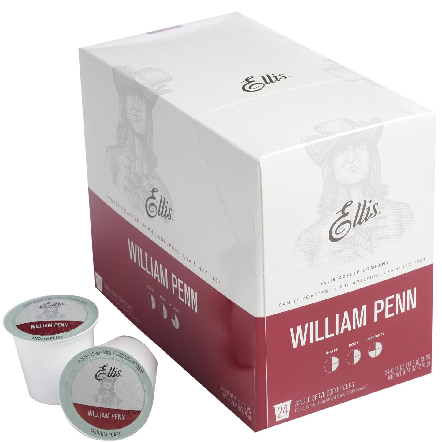 ELLIS COFFEE Medium Roast Single Serve Coffee Pods for K-Cup & Keurig 2.0, 24 Pods, 24 Ounce