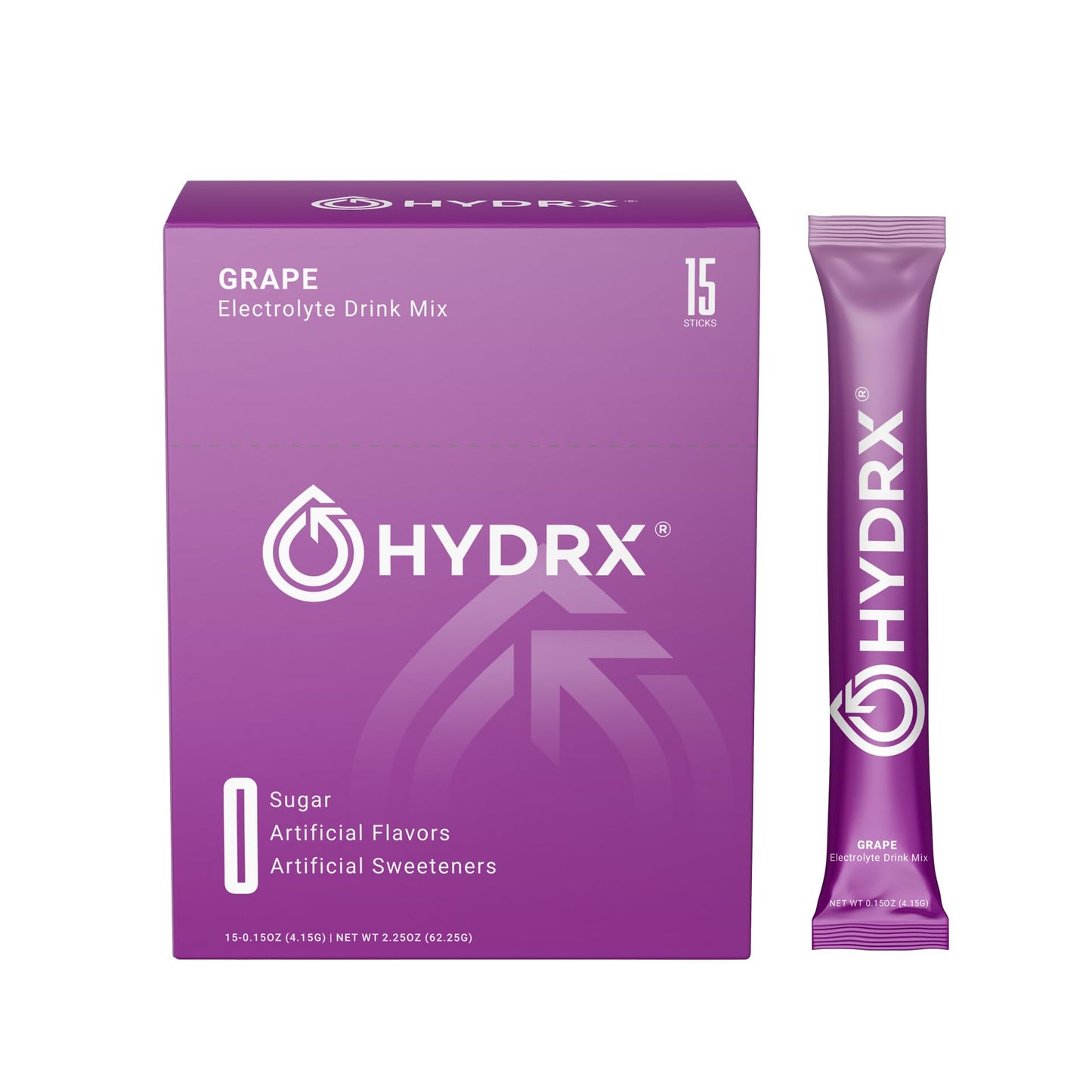 Hydrx Zero Sugar Electrolyte Powder - Clean, Balanced Hydration Drink Mix with Essential Electrolytes - Grape Flavor - 15 Packet