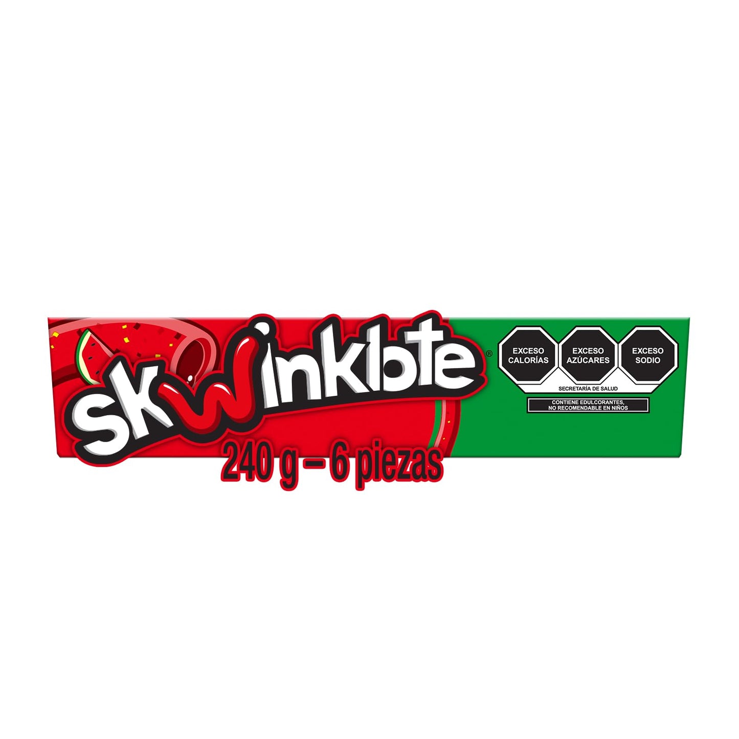 Lucas Skwinklote Watermelon Flavor Candy Strips, Sweet and Sour, 1.41oz - 6 Pieces Pack, Red