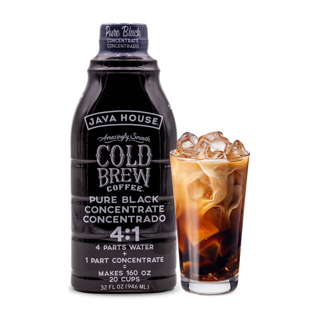 Java House Cold Brew Coffee Liquid Concentrate, Colombian, 32 Fl Oz Bottle, Black, Model FC309322
