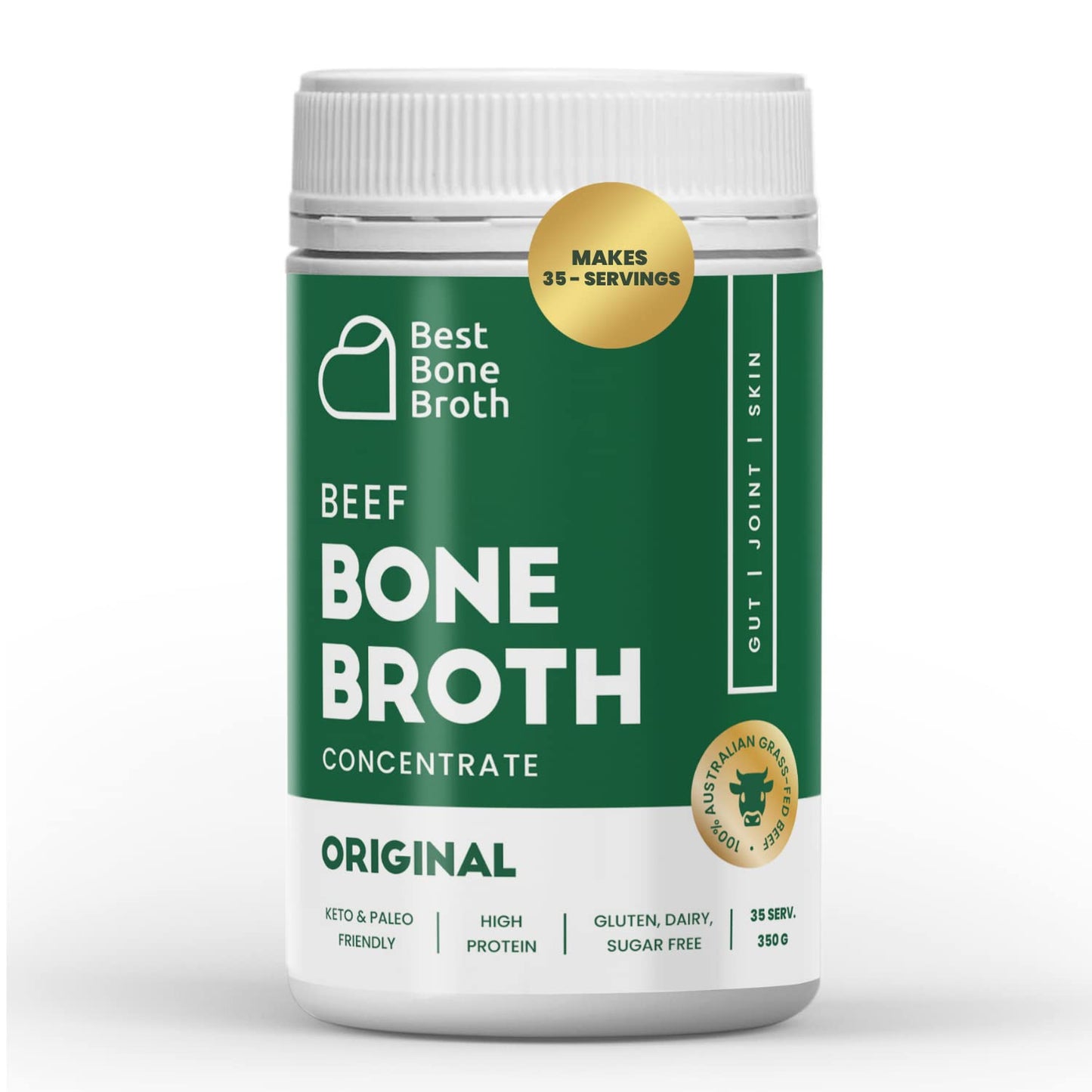 Best Bone Broth Beef Bone Broth Concentrate, Grass Fed, 12.35 Ounce, 35 Servings, Keto & Paleo Friendly, Just Add Water