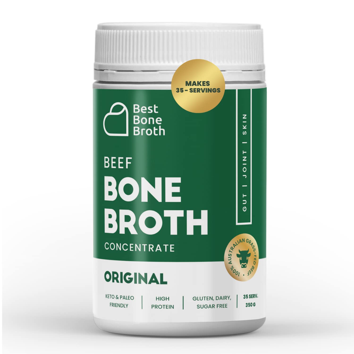 Best Bone Broth Beef Bone Broth Concentrate, Grass Fed, 12.35 Ounce, 35 Servings, Keto & Paleo Friendly, Just Add Water