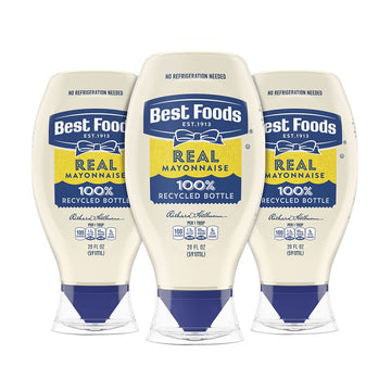Best Foods Real Mayonnaise Squeeze Bottle 3 Ct For A Creamy Sandwich Spread Or Condiment Made With 100% Cage-Free Eggs 20 Oz