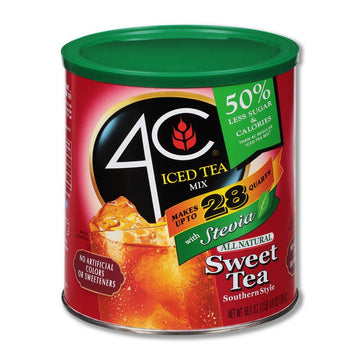 4C Reduced Sugar Powdered Drink Mix Canisters, Iced Tea, 28 Quarts, Family Sized Canister, Thirst Quenching & Refreshing Flavors (Sweet Tea, 36.9 Ounce (Pack Of 1))