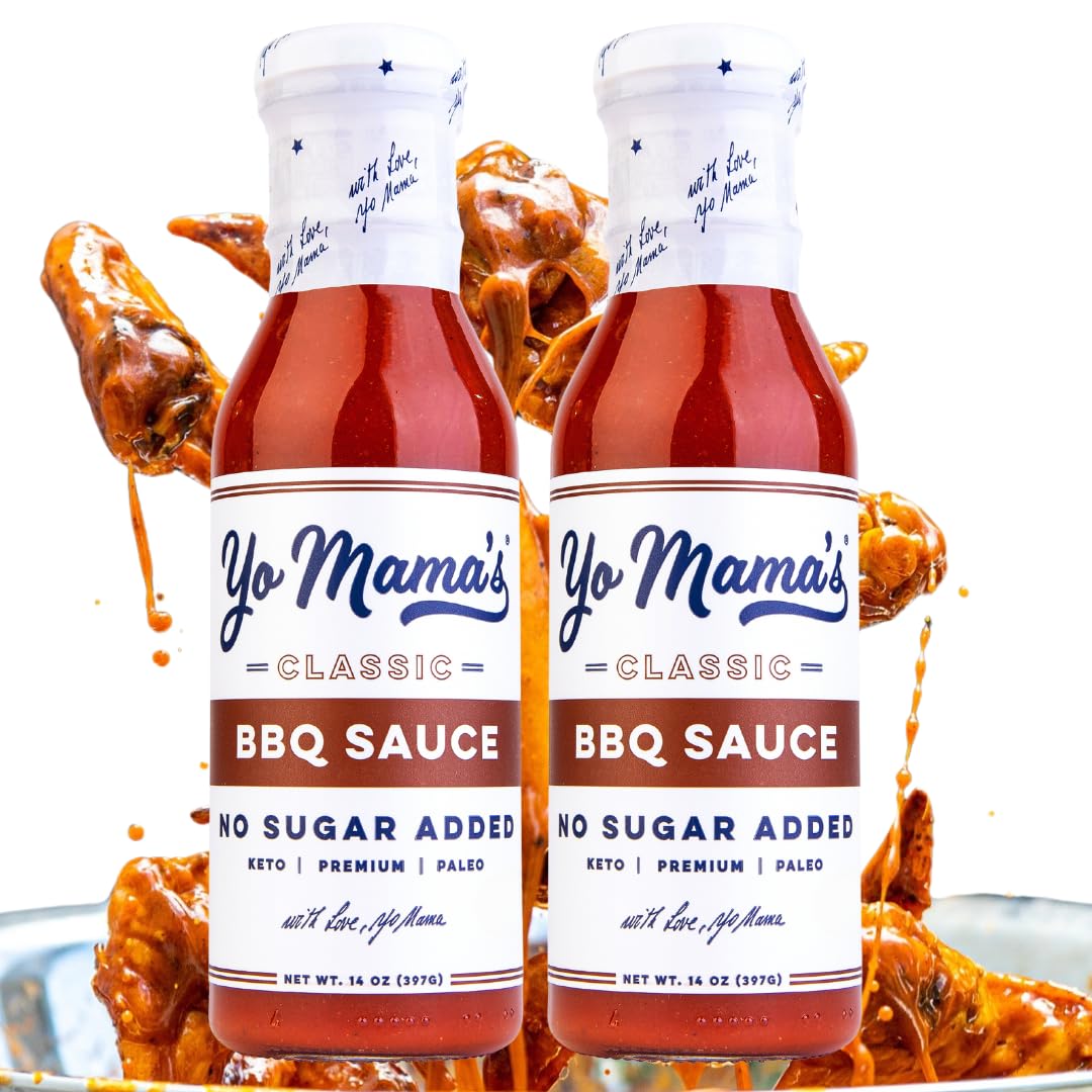 Yo Mamas Foods Keto Barbecue Sauce, Vegan, No Sugar Added, Low Carb, 14 Ounce (Pack of 2)