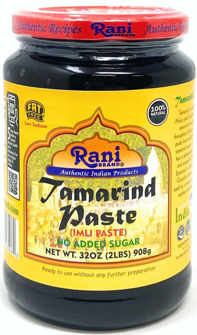 Rani Tamarind Paste Puree (Imli) 32oz (2lbs) 908g Bulk Glass Jar, No added sugar, Pack of 5+1 FREE ~ All Natural | Vegan | Glute
