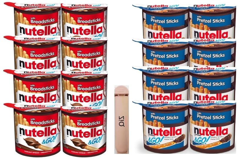 Nutella & Go! Hazelnut And Cocoa Spread With Breadsticks  Snack Pack  1.8 Oz Each  8 Pack / Nutella & Go! Hazelnut And Cocoa Spread With Pretzel Sticks  Snack Pack  1.8 Oz Each  Bulk 8 Pack / Ziq Bag Clip 1 Pc