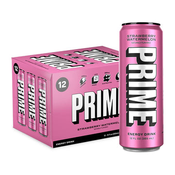PRIME HYDRATION Energy Drink Strawberry Watermelon | 200mg Caffeine | 355mg Electrolytes | 12 Fluid Ounce | 12 Pack