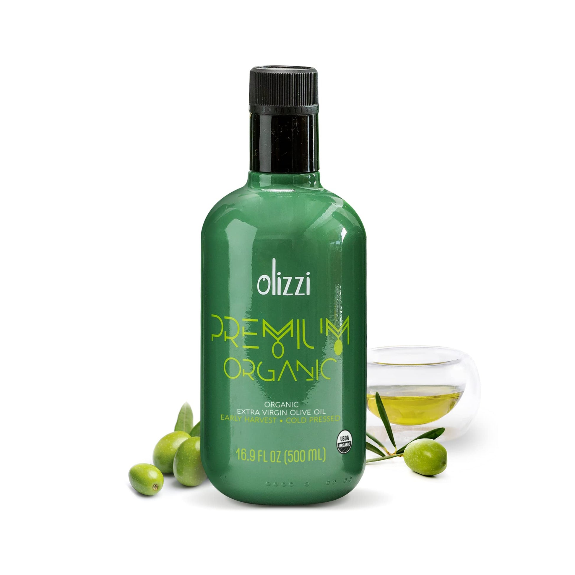 Olizzi Premium Organic Olive Oil Extra Virgin - Award Winner - Early Harvest First Cold Pressed - Usda Organic Certified - Great